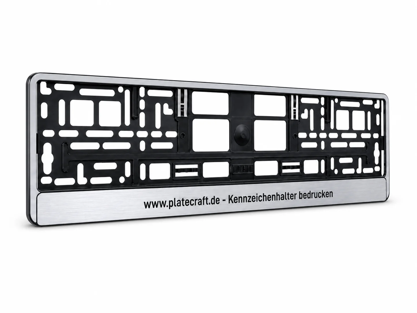 Kennzeichenhalter Silber bedrucken – silber-metallic PKW-Halter mit individueller Werbeleiste, UV-Digitaldruck von Platecraft – Vorschau 2